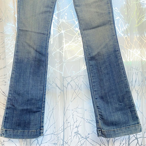 Vintage FRANKIE B. Signature f logo pockets Low Rise Bell bottom flare blue jean - Picture 4 of 13